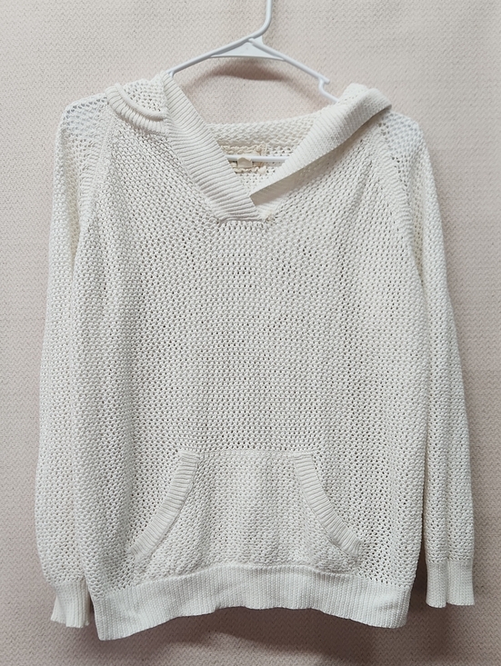 shirt 469 Sweaters - Knit V-Neck Hooded Sweater in Cream